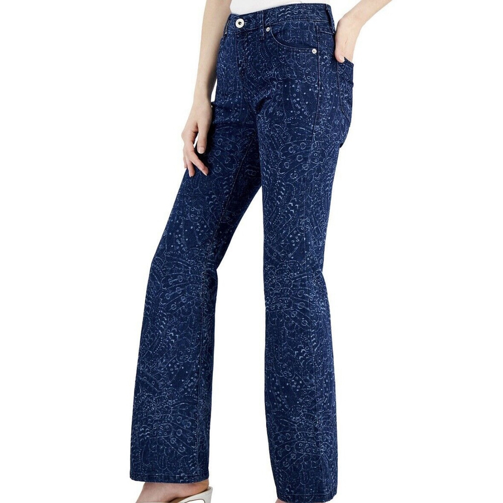 INC Womens Laser Printed Mid Rise Flare Leg Jeans Size:6/28 - Picture 4 of 15